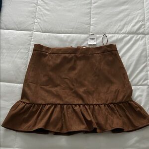 J. Crew Brown Mini Skirt with Ruffle Hem